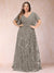 A-Line/Princess Floor-Length Short Sleeves V-Neck Plus Size Mother of the Bride Dresses