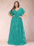 A-Line/Princess Floor-Length Short Sleeves V-Neck Plus Size Mother of the Bride Dresses