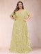 A-Line/Princess Floor-Length Short Sleeves V-Neck Plus Size Mother of the Bride Dresses