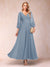 A-Line/Princess Ankle-Length 3/4 Sleeves V-Neck Mother of the Bride Dresses