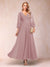 A-Line/Princess Ankle-Length 3/4 Sleeves V-Neck Mother of the Bride Dresses