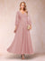 A-Line/Princess Ankle-Length 3/4 Sleeves V-Neck Mother of the Bride Dresses