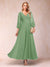 A-Line/Princess Ankle-Length 3/4 Sleeves V-Neck Mother of the Bride Dresses