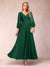 A-Line/Princess Ankle-Length 3/4 Sleeves V-Neck Mother of the Bride Dresses
