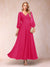 A-Line/Princess Ankle-Length 3/4 Sleeves V-Neck Mother of the Bride Dresses