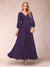 A-Line/Princess Ankle-Length 3/4 Sleeves V-Neck Mother of the Bride Dresses