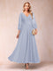 A-Line/Princess Ankle-Length 3/4 Sleeves V-Neck Mother of the Bride Dresses
