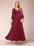 A-Line/Princess Ankle-Length 3/4 Sleeves V-Neck Mother of the Bride Dresses