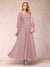 A-Line/Princess Ankle-Length 3/4 Sleeves V-Neck Mother of the Bride Dresses