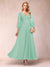 A-Line/Princess Ankle-Length 3/4 Sleeves V-Neck Mother of the Bride Dresses