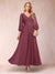A-Line/Princess Ankle-Length 3/4 Sleeves V-Neck Mother of the Bride Dresses
