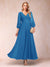 A-Line/Princess Ankle-Length 3/4 Sleeves V-Neck Mother of the Bride Dresses