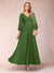 A-Line/Princess Ankle-Length 3/4 Sleeves V-Neck Mother of the Bride Dresses