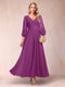 A-Line/Princess Ankle-Length 3/4 Sleeves V-Neck Mother of the Bride Dresses