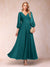 A-Line/Princess Ankle-Length 3/4 Sleeves V-Neck Mother of the Bride Dresses