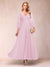 A-Line/Princess Ankle-Length 3/4 Sleeves V-Neck Mother of the Bride Dresses