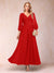 A-Line/Princess Ankle-Length 3/4 Sleeves V-Neck Mother of the Bride Dresses