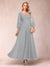 A-Line/Princess Ankle-Length 3/4 Sleeves V-Neck Mother of the Bride Dresses