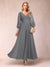 A-Line/Princess Ankle-Length 3/4 Sleeves V-Neck Mother of the Bride Dresses