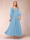 A-Line/Princess Ankle-Length 3/4 Sleeves V-Neck Mother of the Bride Dresses
