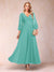 A-Line/Princess Ankle-Length 3/4 Sleeves V-Neck Mother of the Bride Dresses
