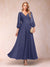 A-Line/Princess Ankle-Length 3/4 Sleeves V-Neck Mother of the Bride Dresses