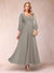 A-Line/Princess Ankle-Length 3/4 Sleeves V-Neck Mother of the Bride Dresses