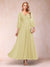A-Line/Princess Ankle-Length 3/4 Sleeves V-Neck Mother of the Bride Dresses