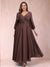 A-Line/Princess Ankle-Length 3/4 Sleeves V-Neck Plus Size Mother of the Bride Dresses