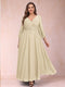 A-Line/Princess Ankle-Length 3/4 Sleeves V-Neck Plus Size Mother of the Bride Dresses