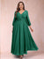 A-Line/Princess Ankle-Length 3/4 Sleeves V-Neck Plus Size Mother of the Bride Dresses