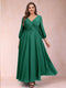 A-Line/Princess Ankle-Length 3/4 Sleeves V-Neck Plus Size Mother of the Bride Dresses