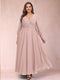 A-Line/Princess Ankle-Length 3/4 Sleeves V-Neck Plus Size Mother of the Bride Dresses