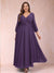 A-Line/Princess Ankle-Length 3/4 Sleeves V-Neck Plus Size Mother of the Bride Dresses