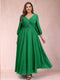 A-Line/Princess Ankle-Length 3/4 Sleeves V-Neck Plus Size Mother of the Bride Dresses