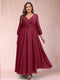 A-Line/Princess Ankle-Length 3/4 Sleeves V-Neck Plus Size Mother of the Bride Dresses