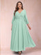 A-Line/Princess Ankle-Length 3/4 Sleeves V-Neck Plus Size Mother of the Bride Dresses