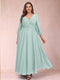 A-Line/Princess Ankle-Length 3/4 Sleeves V-Neck Plus Size Mother of the Bride Dresses
