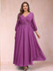 A-Line/Princess Ankle-Length 3/4 Sleeves V-Neck Plus Size Mother of the Bride Dresses