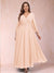 A-Line/Princess Ankle-Length 3/4 Sleeves V-Neck Plus Size Mother of the Bride Dresses