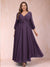 A-Line/Princess Ankle-Length 3/4 Sleeves V-Neck Plus Size Mother of the Bride Dresses