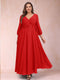 A-Line/Princess Ankle-Length 3/4 Sleeves V-Neck Plus Size Mother of the Bride Dresses