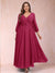 A-Line/Princess Ankle-Length 3/4 Sleeves V-Neck Plus Size Mother of the Bride Dresses