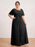 A-Line/Princess Floor-Length Short Sleeves V-Neck Plus Size Mother of the Bride Dresses