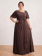 A-Line/Princess Floor-Length Short Sleeves V-Neck Plus Size Mother of the Bride Dresses