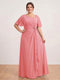 A-Line/Princess Floor-Length Short Sleeves V-Neck Plus Size Mother of the Bride Dresses