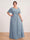 A-Line/Princess Floor-Length Short Sleeves V-Neck Plus Size Mother of the Bride Dresses