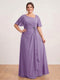 A-Line/Princess Floor-Length Short Sleeves V-Neck Plus Size Mother of the Bride Dresses