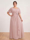 A-Line/Princess Floor-Length Short Sleeves V-Neck Plus Size Mother of the Bride Dresses
