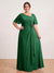 A-Line/Princess Floor-Length Short Sleeves V-Neck Plus Size Mother of the Bride Dresses